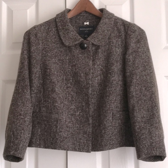 Banana Republic Wool Tweed Swing Retro Crop Jacket 4P - Picture 5 of 16
